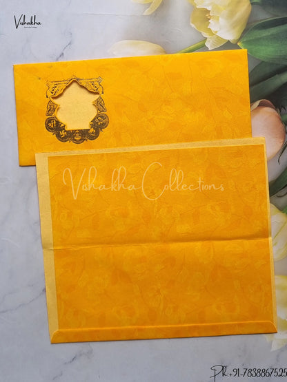 Barat Ganesh Ji Hindu Yellow Colored wedding invitation Cards GS-60