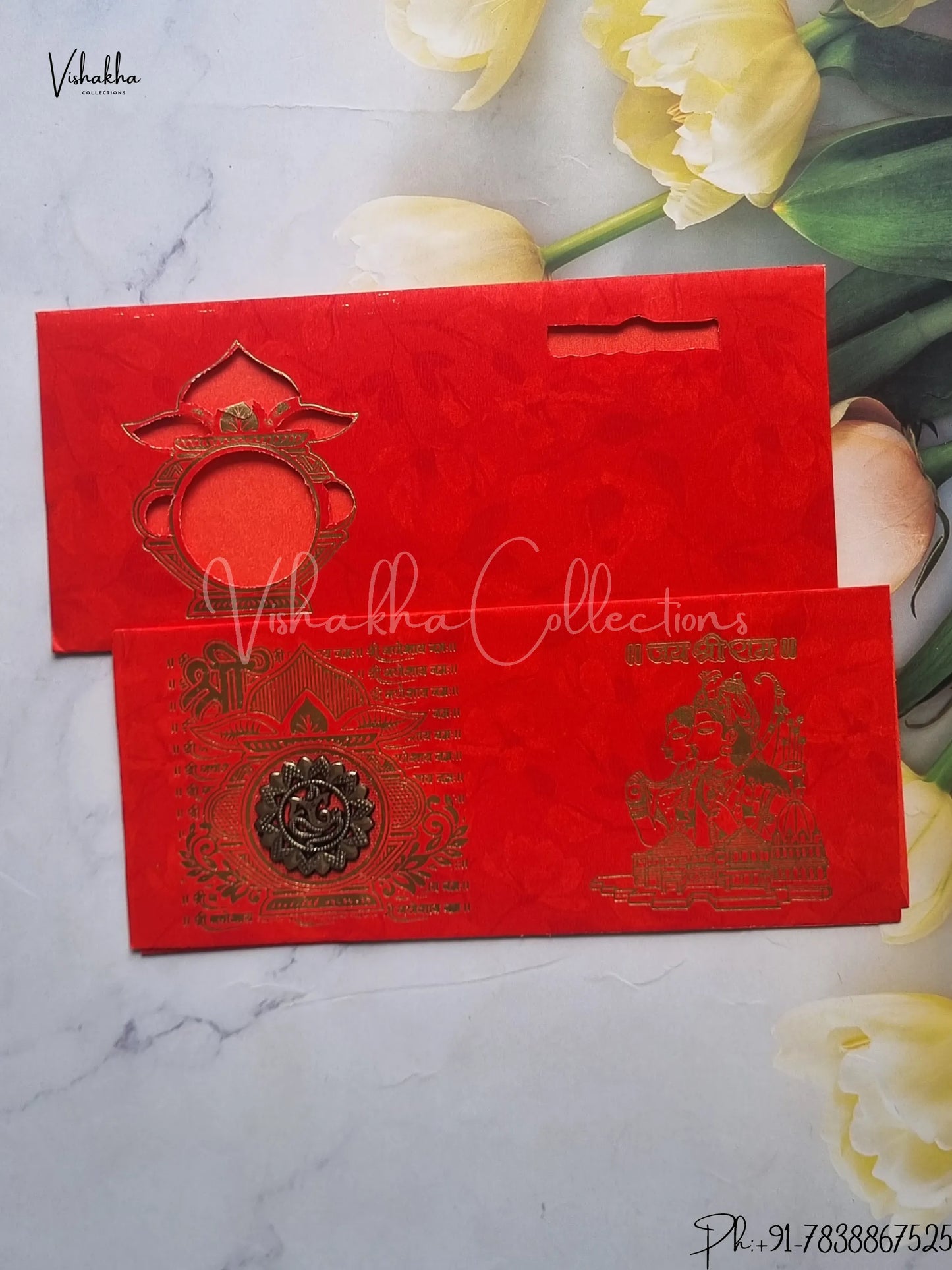 Ganesh Ji Hindu Red Colored wedding invitation Cards GS-61