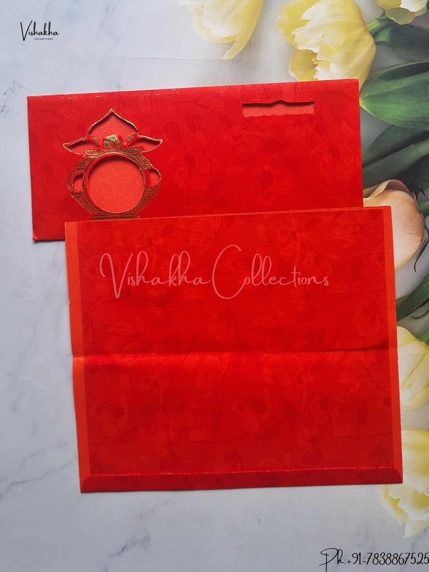 Ganesh Ji Hindu Red Colored wedding invitation Cards GS-61