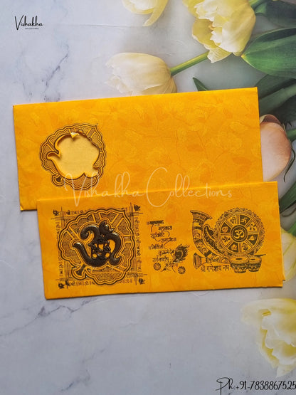Ganesh Ji Hindu Yellow Colored wedding invitation Cards GS-62