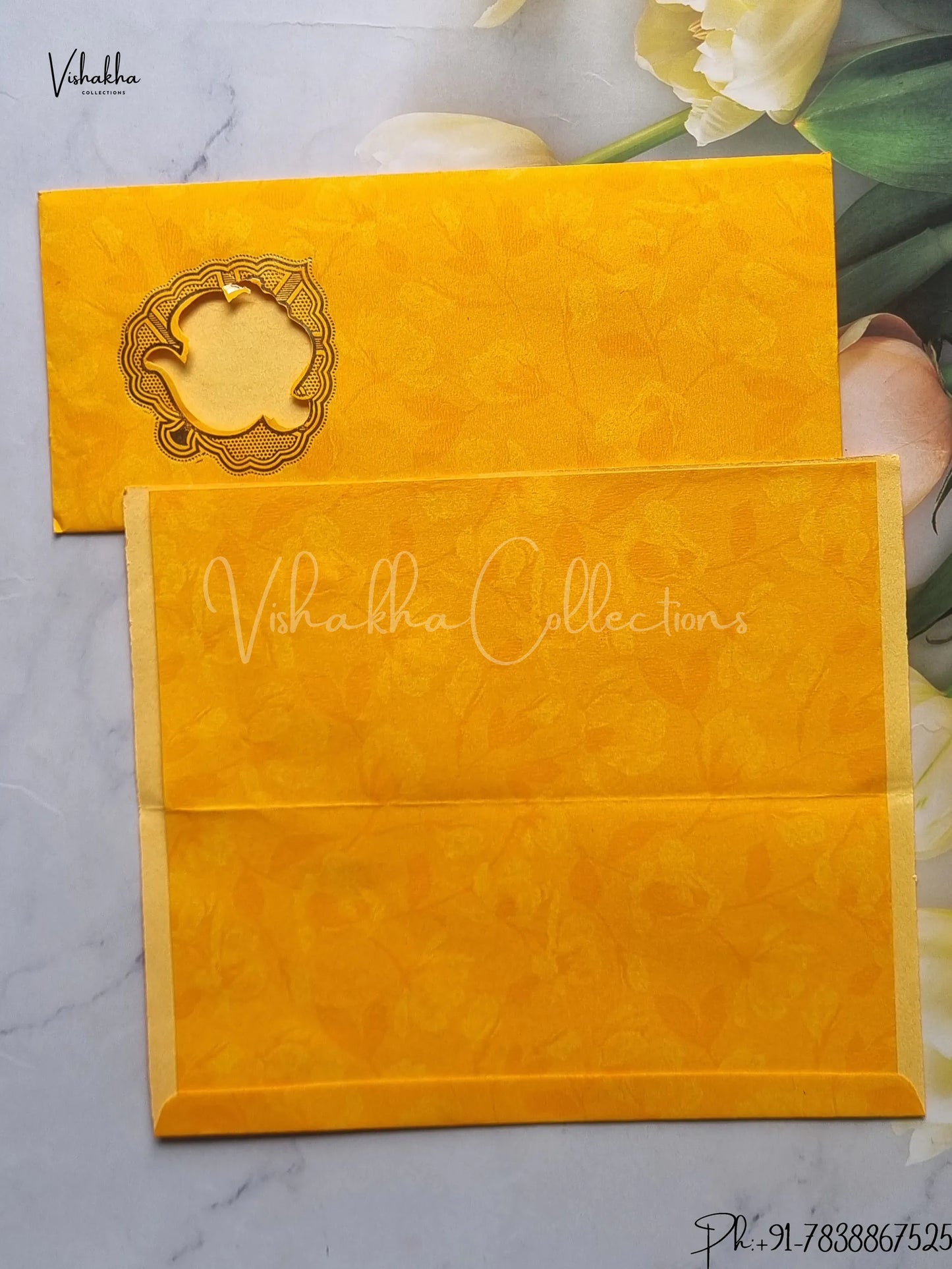 Ganesh Ji Hindu Yellow Colored wedding invitation Cards GS-62