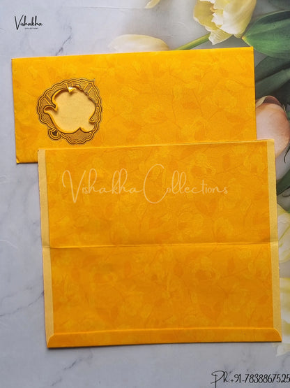 Ganesh Ji Hindu Yellow Colored wedding invitation Cards GS-62