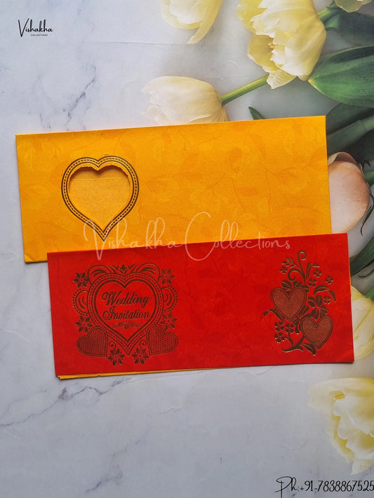 Hindu Muslim Christian Jain Sikh Red And Yellow Colored wedding invitation Cards GS-64