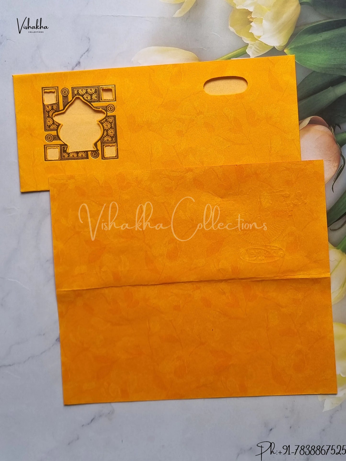 Ganesh Ji Hindu Red And Yellow Colored wedding invitation Cards GS-65