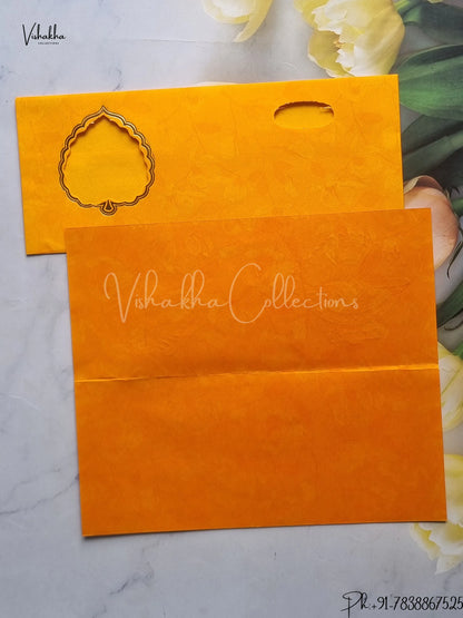 Ganesh Ji Hindu Red And Yellow Colored wedding invitation Cards GS-66