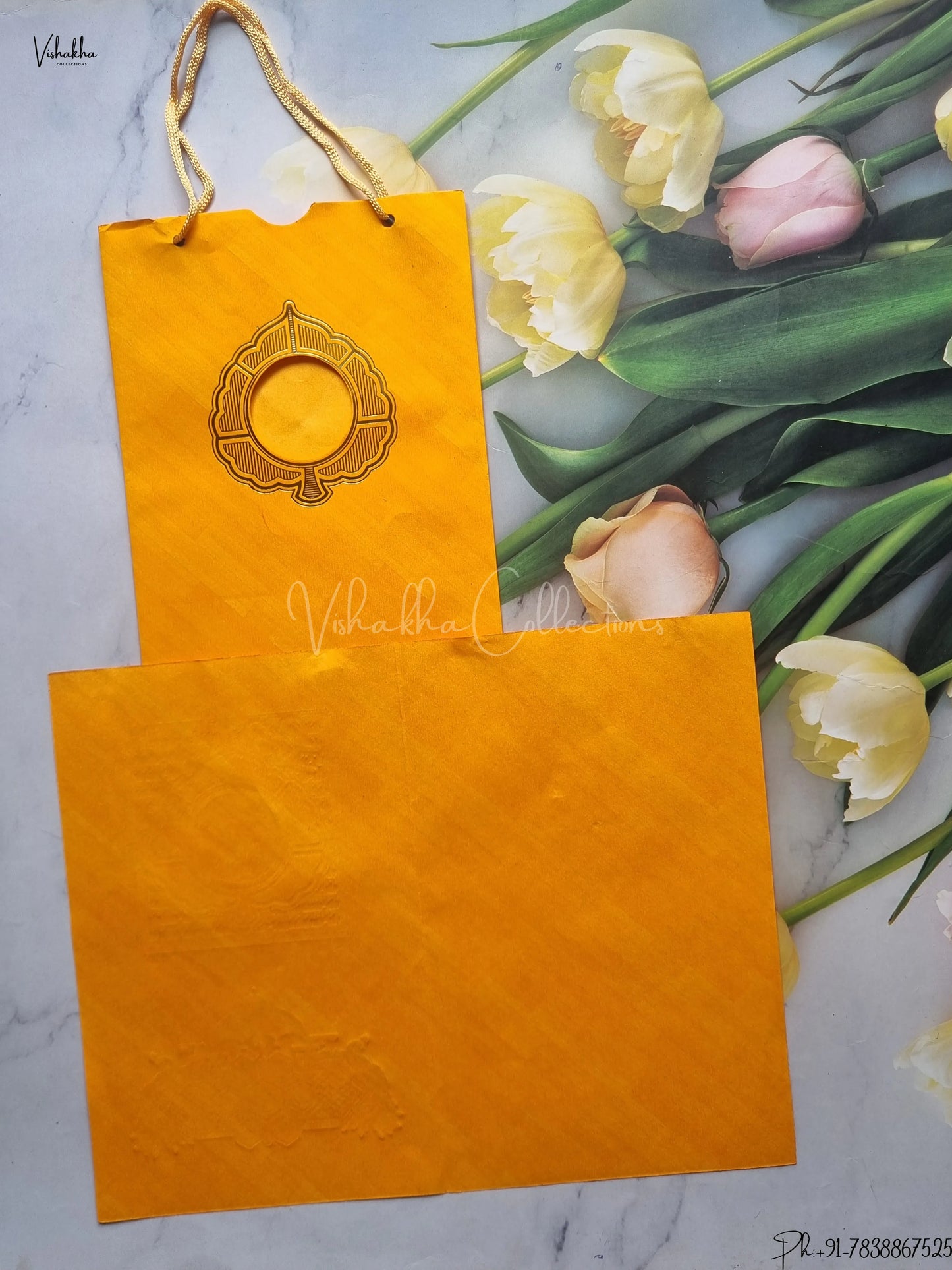 Peacock Ganesh Ji Hindu Carry Bag Red And Yellow Colored wedding invitation Cards GS-7