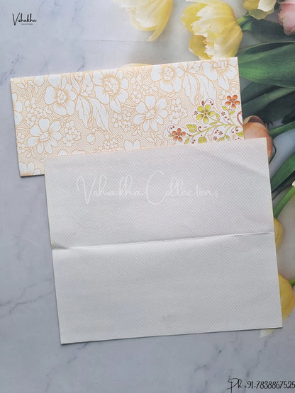 Flower Hindu Muslim Christian Jain Sikh Cream Colored wedding invitation Cards GS-72