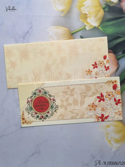 Flower Hindu Muslim Christian Jain Sikh Pale Yellow Colored wedding invitation Cards GS-74