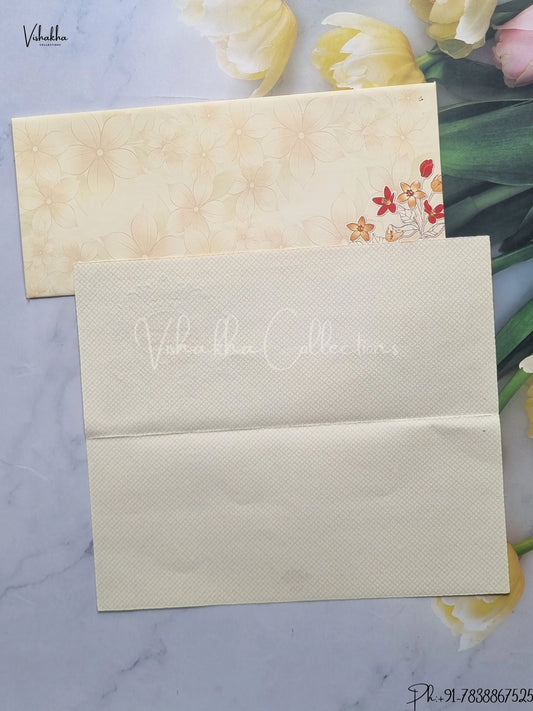 Flower Hindu Muslim Christian Jain Sikh Pale Yellow Colored wedding invitation Cards GS-74