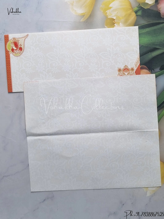 Radha Krishna Ganesh Ji Hindu Cream And Multicolor Colored wedding invitation Cards GS-76