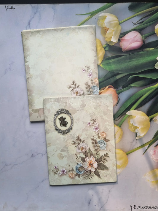 Semi Box Flower Hindu Muslim Christian Jain Sikh Pastel Green Colored wedding invitation Cards GS-889