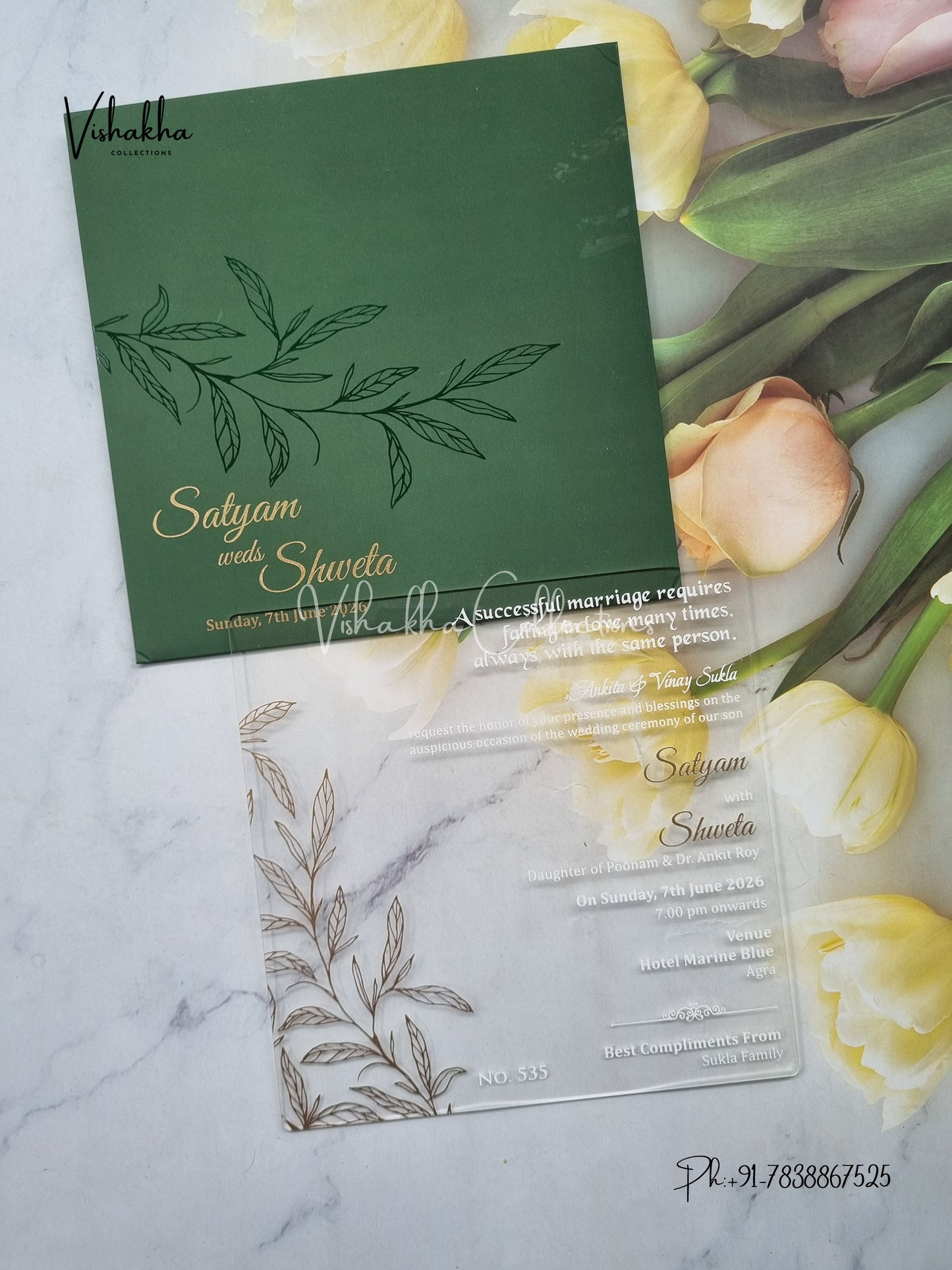 Hindu Muslim Christian Sikh Acrylic invitation Cards LN-535