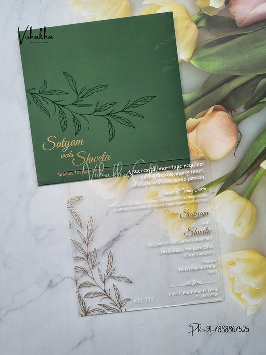 Hindu Muslim Christian Sikh Acrylic invitation Cards LN-535