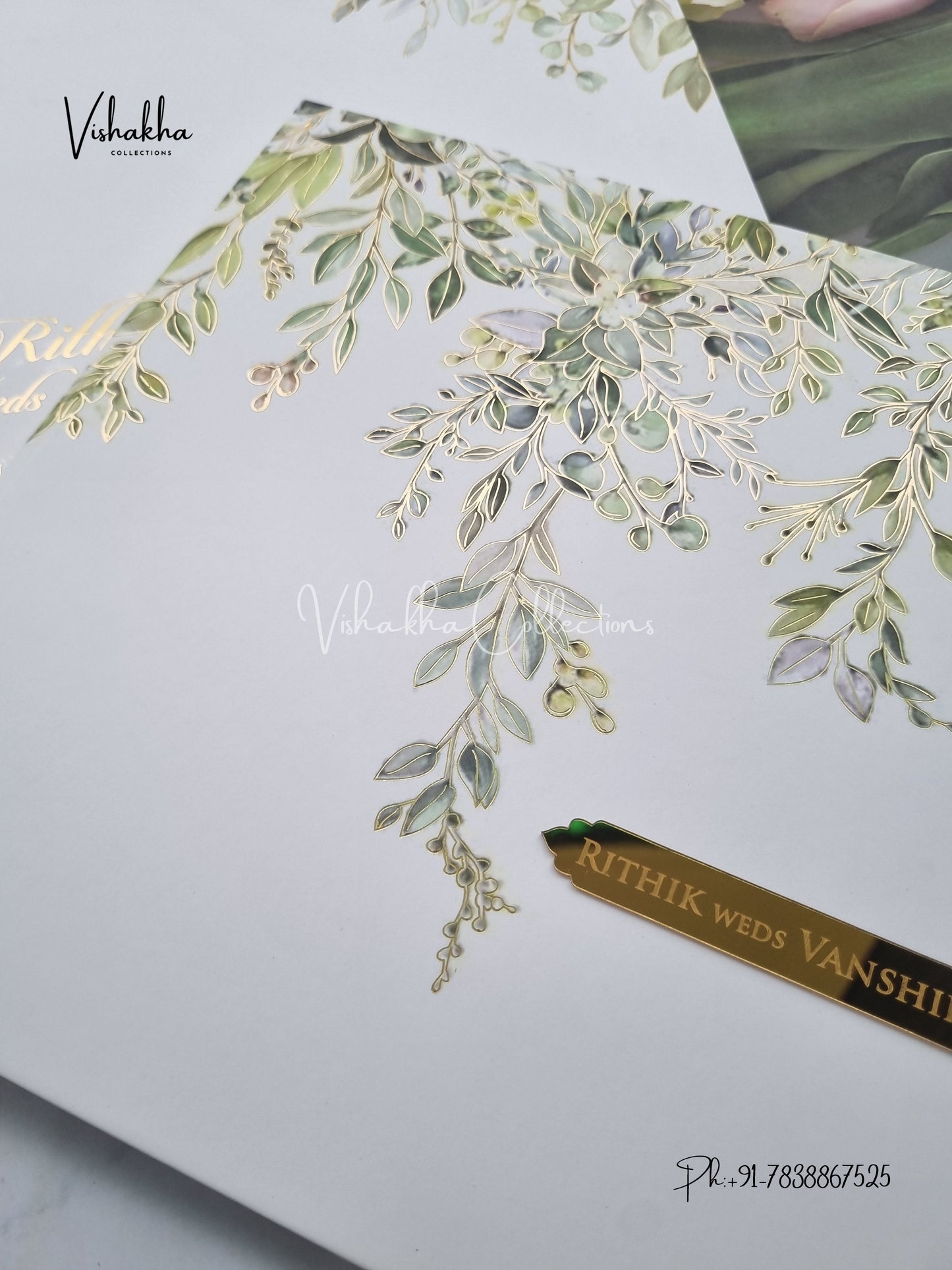 Flower Hindu Muslim Christian Sikh Colored invitation Cards LN-575