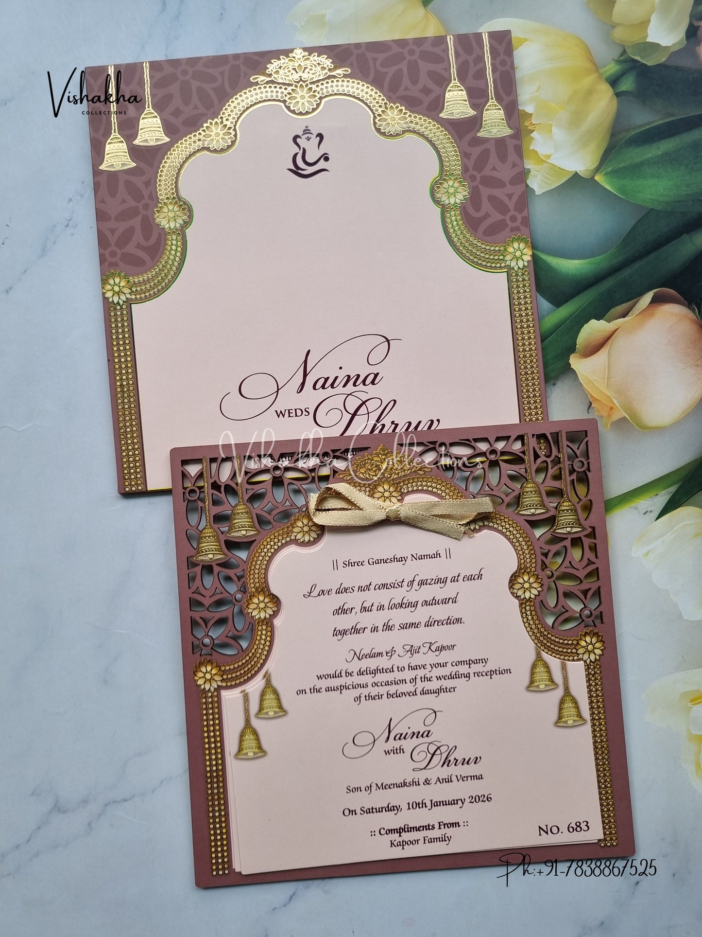 Hindu Muslim Christian Sikh MDF Board Laser Cut Colored invitation Cards LN-683
