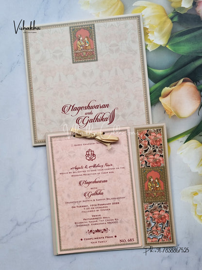 Hindu Sikh MDF Board Laser Cut Colored invitation Cards LN-685