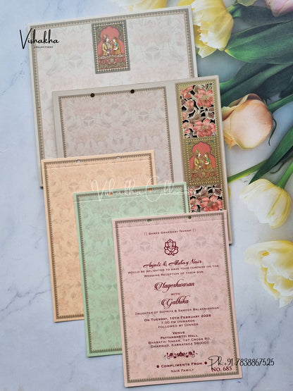 Hindu Sikh MDF Board Laser Cut Colored invitation Cards LN-685