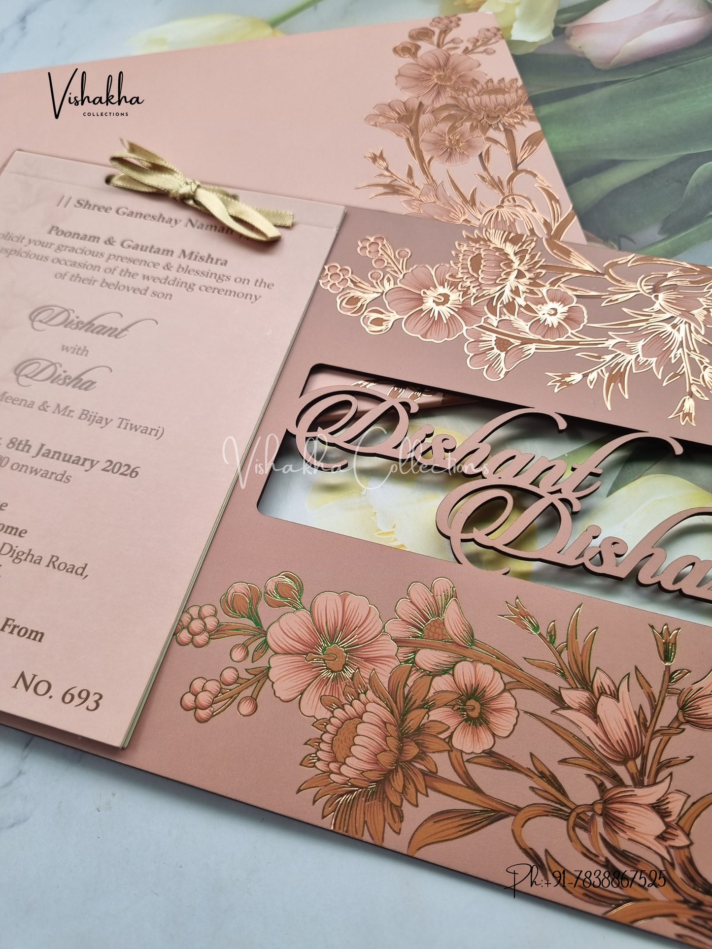 Hindu Muslim Christian Sikh MDF Board Laser Cut Named MDF Laser Cut Colored invitation Cards LN-693