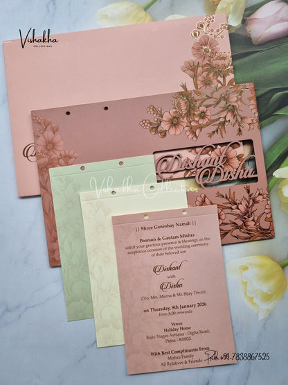 Hindu Muslim Christian Sikh MDF Board Laser Cut Named MDF Laser Cut Colored invitation Cards LN-693