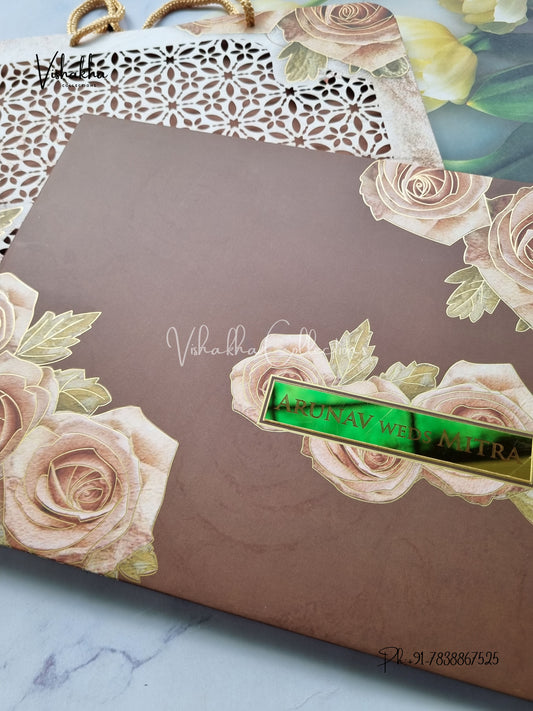 Hindu Muslim Christian Sikh Padded Carry Bag Colored invitation Cards LN-695