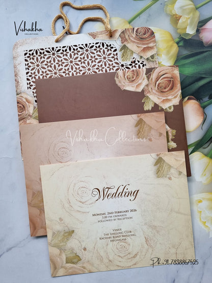 Hindu Muslim Christian Sikh Padded Carry Bag Colored invitation Cards LN-695