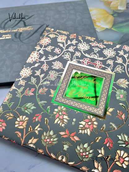 Flower Hindu Muslim Christian Sikh Padded Unique Color Colored invitation Cards LN-701