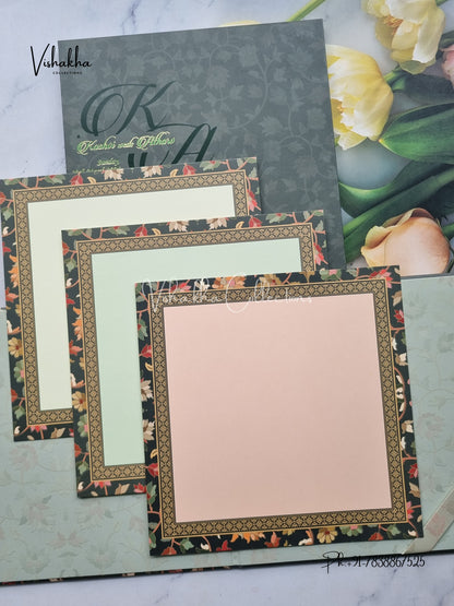 Flower Hindu Muslim Christian Sikh Padded Unique Color Colored invitation Cards LN-701