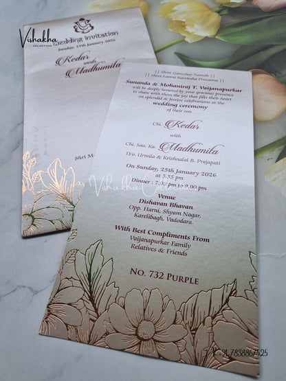 Single Insert Hindu Muslim Christian Sikh Colored invitation Cards LN-732