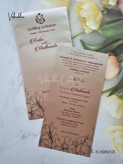 Single Insert Hindu Muslim Christian Sikh Colored invitation Cards LN-732