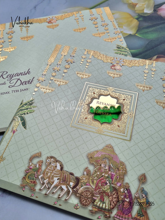 Barat Hindu Sikh Colored invitation Cards LN-750