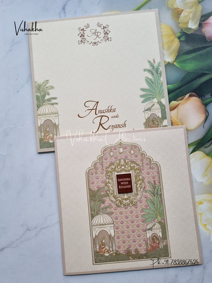 Double Door Hindu Sikh Colored invitation Cards LN-752