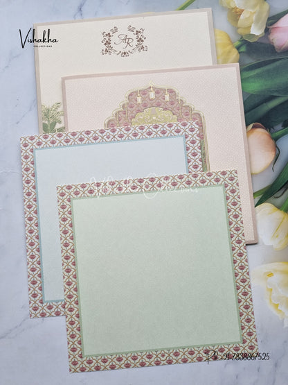 Double Door Hindu Sikh Colored invitation Cards LN-752