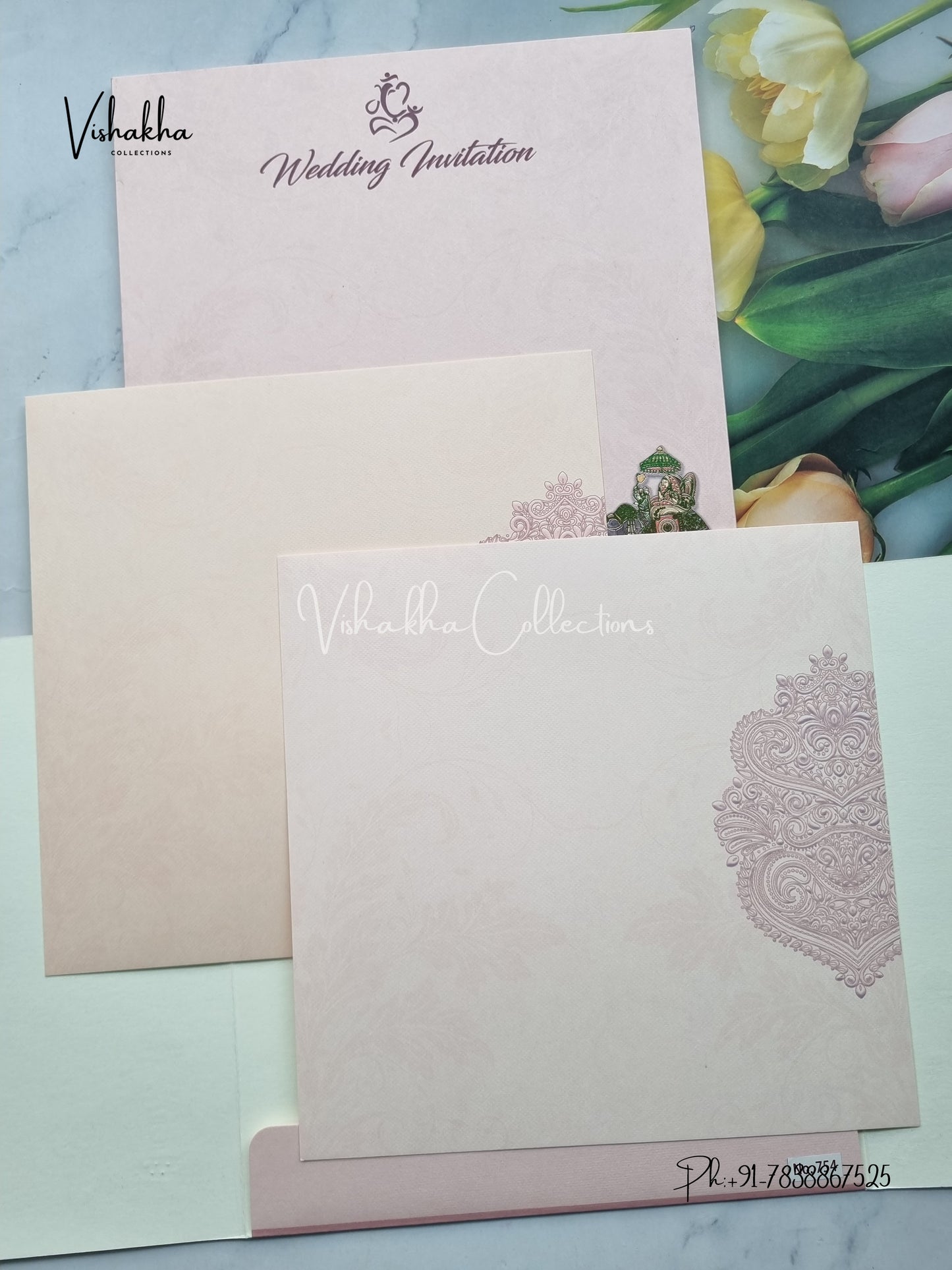 Hathi Hindu Sikh Colored invitation Cards LN-754