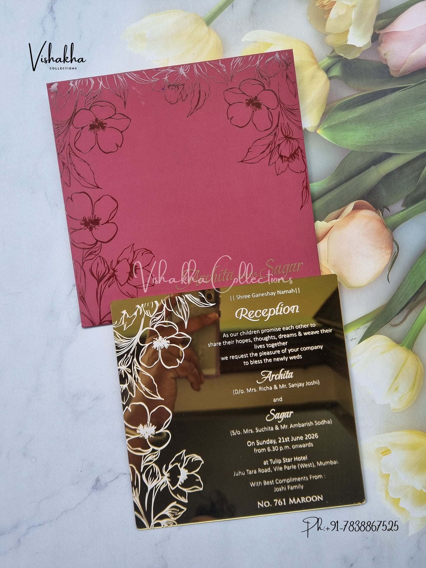 Hindu Muslim Christian Sikh Acrylic invitation Cards LN-761