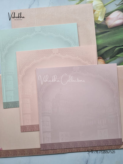 Flower Hindu Muslim Christian Sikh Padded invitation Cards LN-770