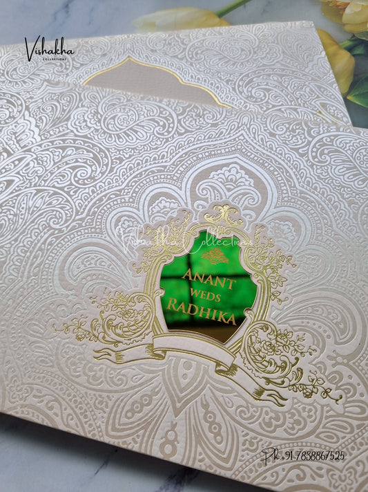 Hindu Muslim Christian Jain Sikh Padded Colored invitation Cards LN-775