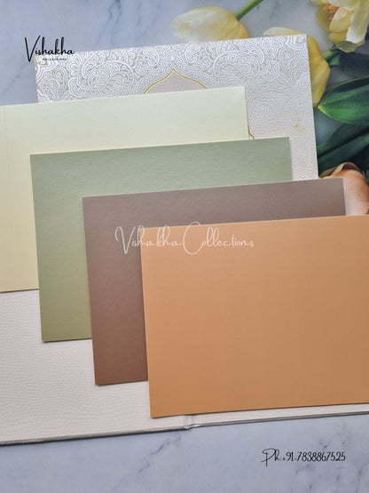 Hindu Muslim Christian Jain Sikh Padded Colored invitation Cards LN-775