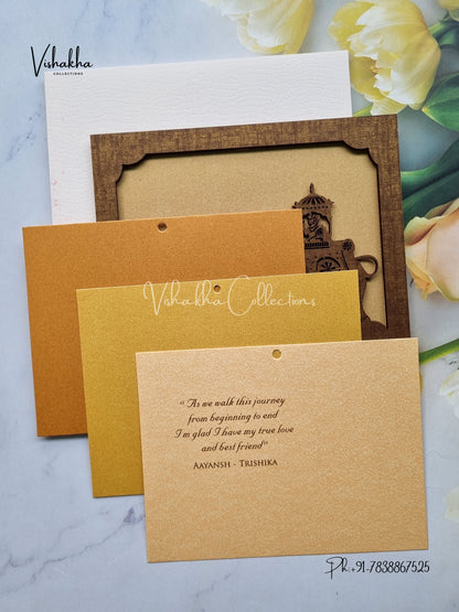 Hindu Sikh MDF Board Laser Cut Colored invitation Cards LN-778