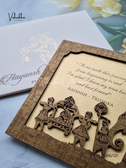 Hindu Sikh MDF Board Laser Cut Colored invitation Cards LN-778