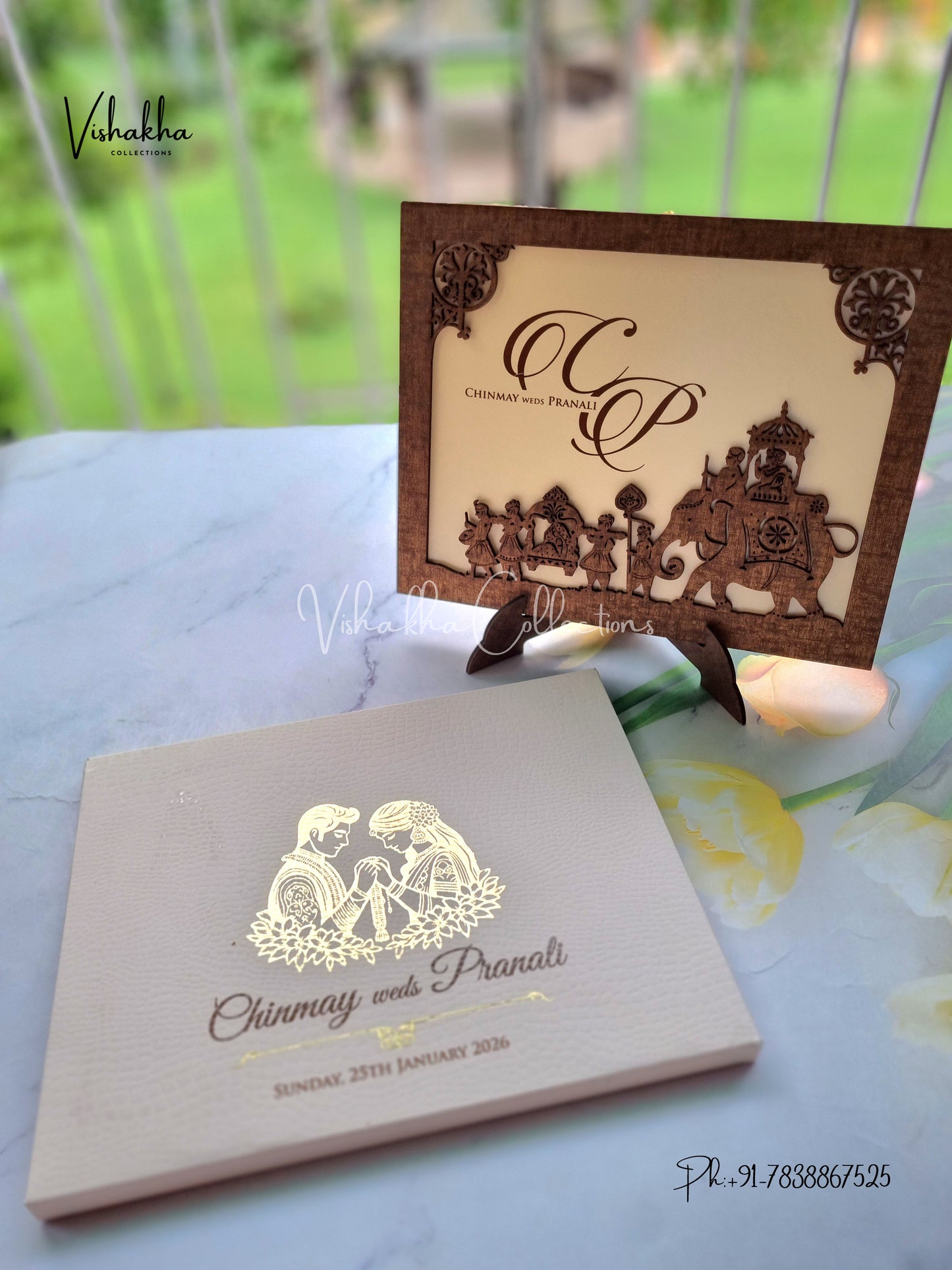 Hindu Sikh MDF Board Laser Cut Colored invitation Cards LN-779