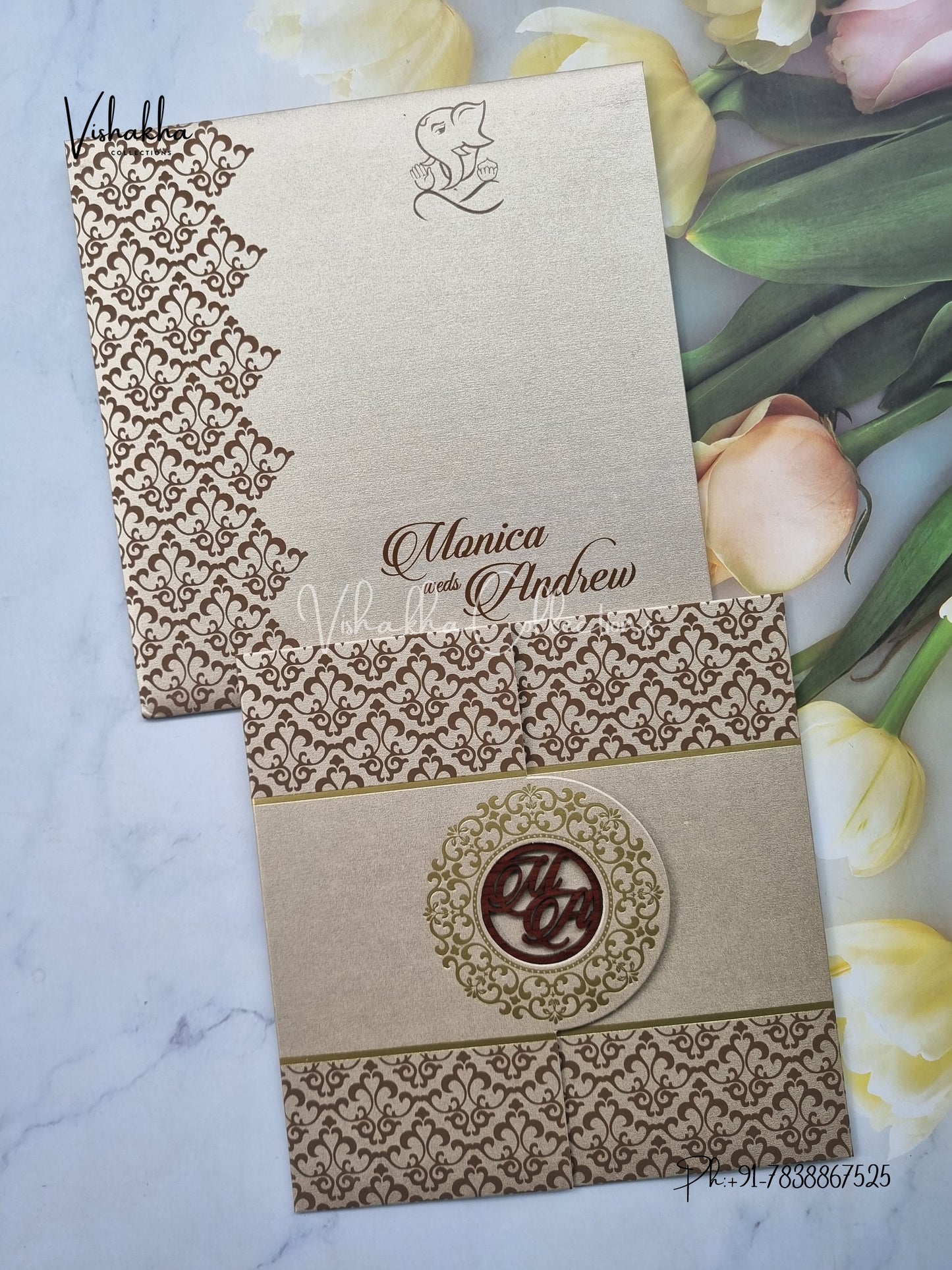 Double Door Hindu Muslim Christian Sikh invitation Cards LN-784