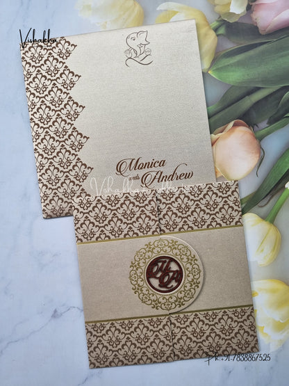 Double Door Hindu Muslim Christian Sikh invitation Cards LN-784