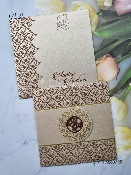 Double Door Hindu Muslim Christian Sikh invitation Cards LN-784