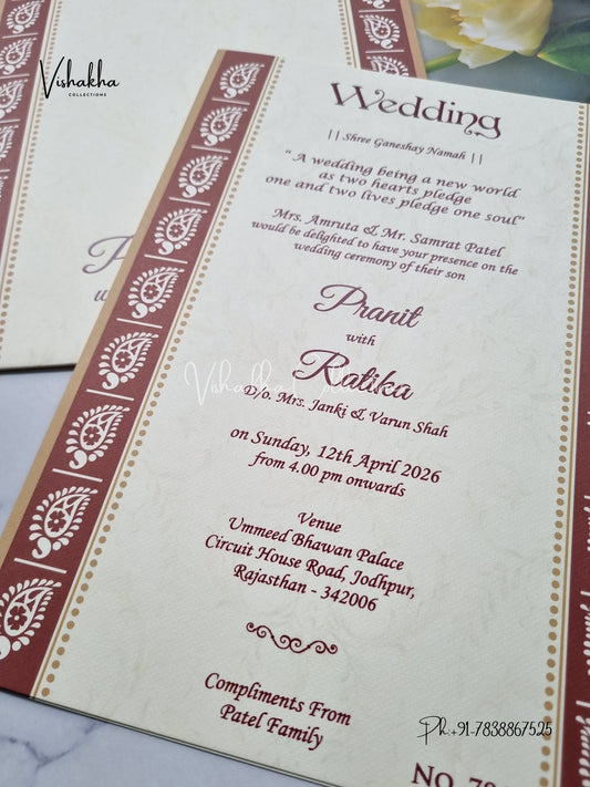 Hindu Muslim Christian Sikh Colored invitation Cards LN-786