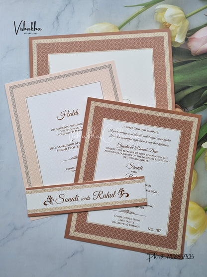 Hindu Muslim Christian Sikh Colored invitation Cards LN-787
