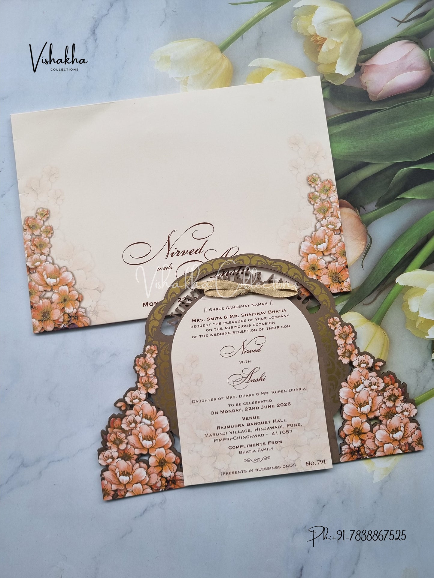 Hindu Muslim Christian Sikh MDF Board Laser Cut Named MDF Laser Cut Colored invitation Cards LN-791