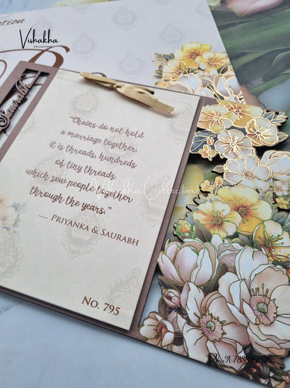 Hindu Muslim Christian Sikh MDF Board Laser Cut Named MDF Laser Cut Colored invitation Cards LN-795