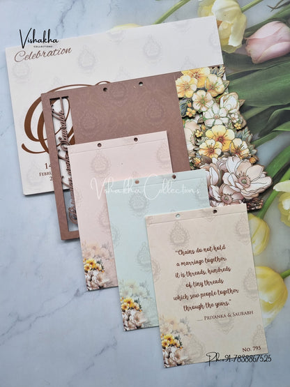 Hindu Muslim Christian Sikh MDF Board Laser Cut Named MDF Laser Cut Colored invitation Cards LN-795