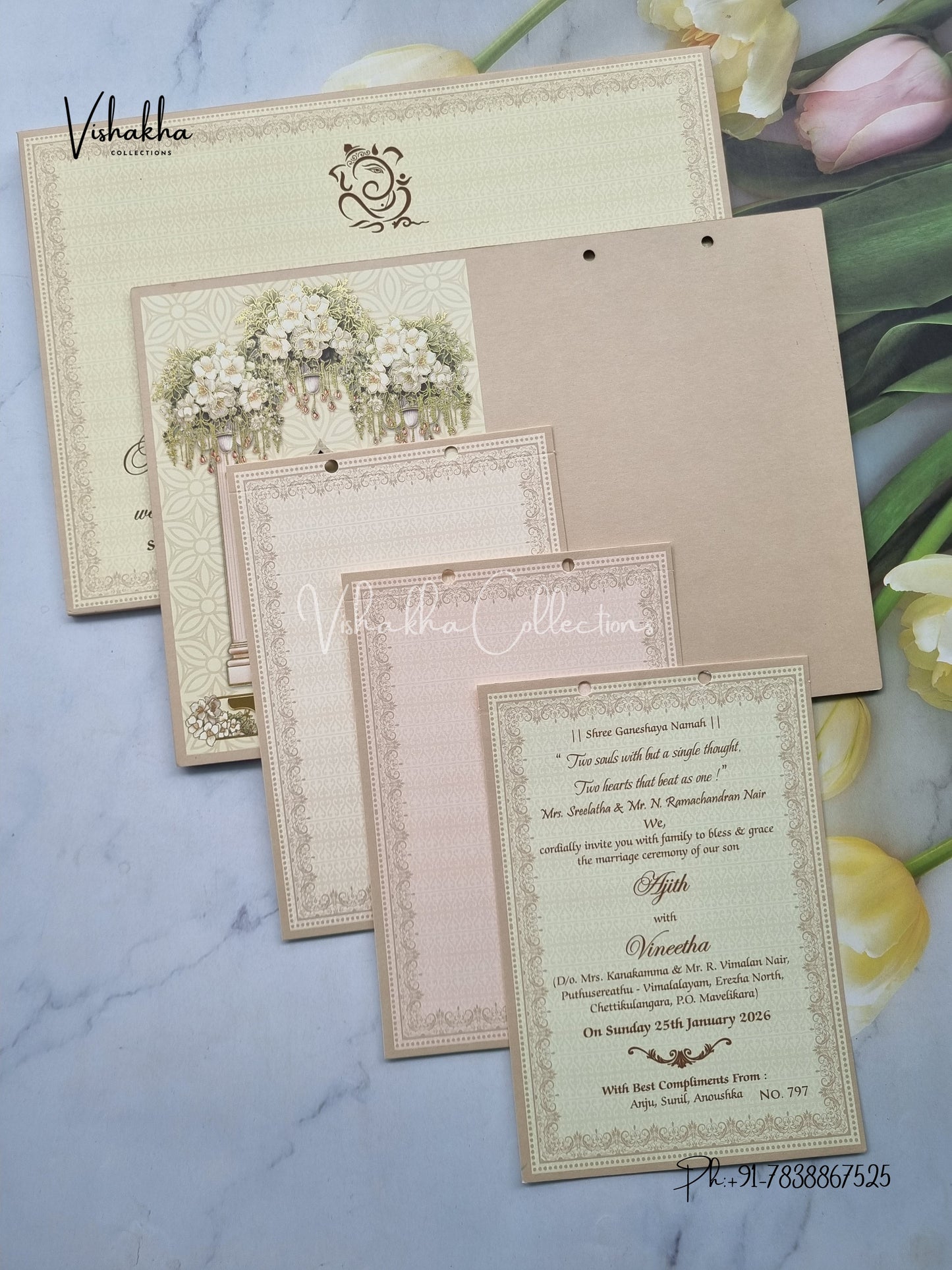 Dulah Dulhan Hindu Sikh MDF Board Laser Cut Colored invitation Cards LN-797