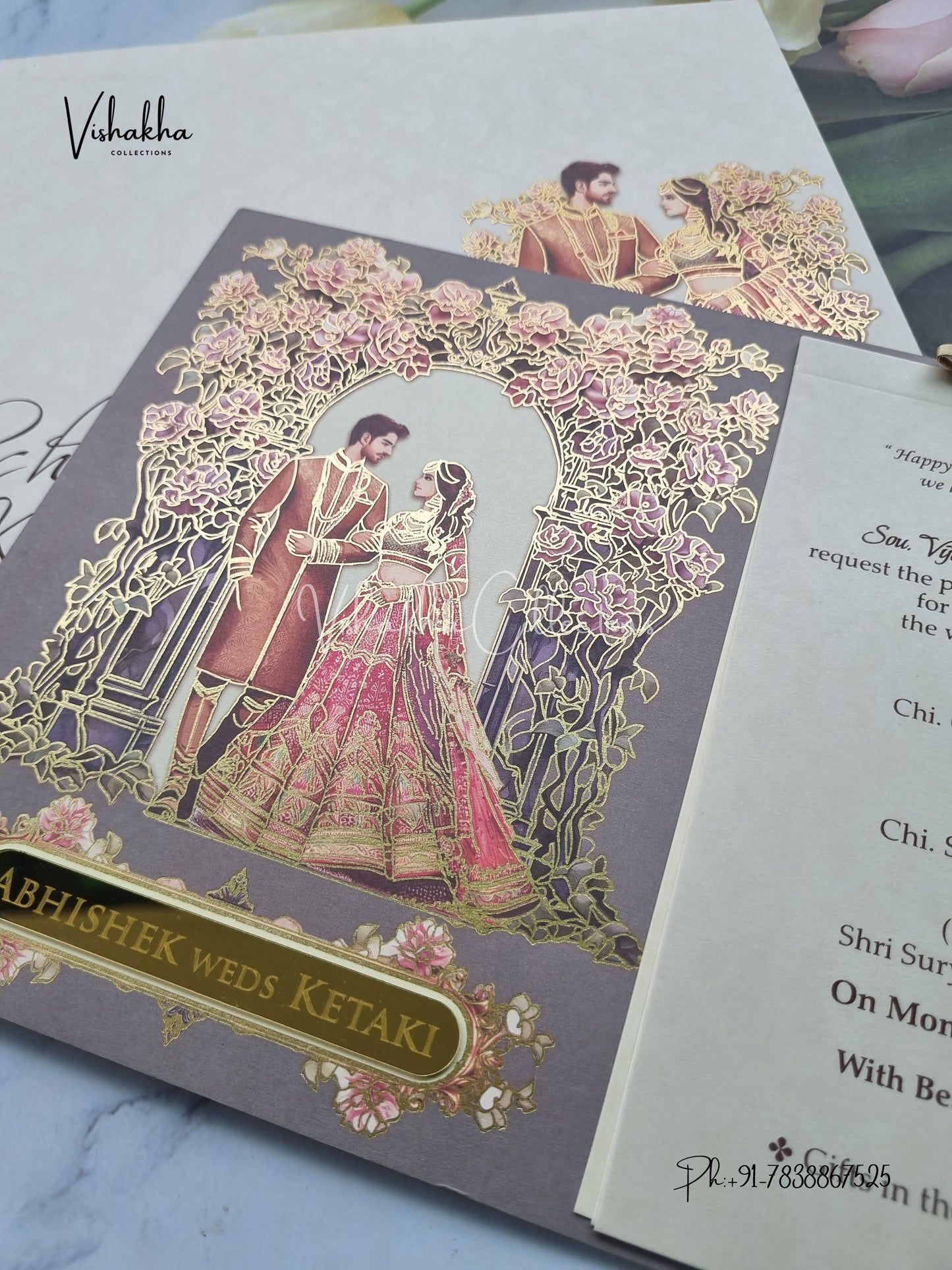 Dulah Dulhan Hindu Sikh MDF Board Laser Cut Colored invitation Cards LN-798